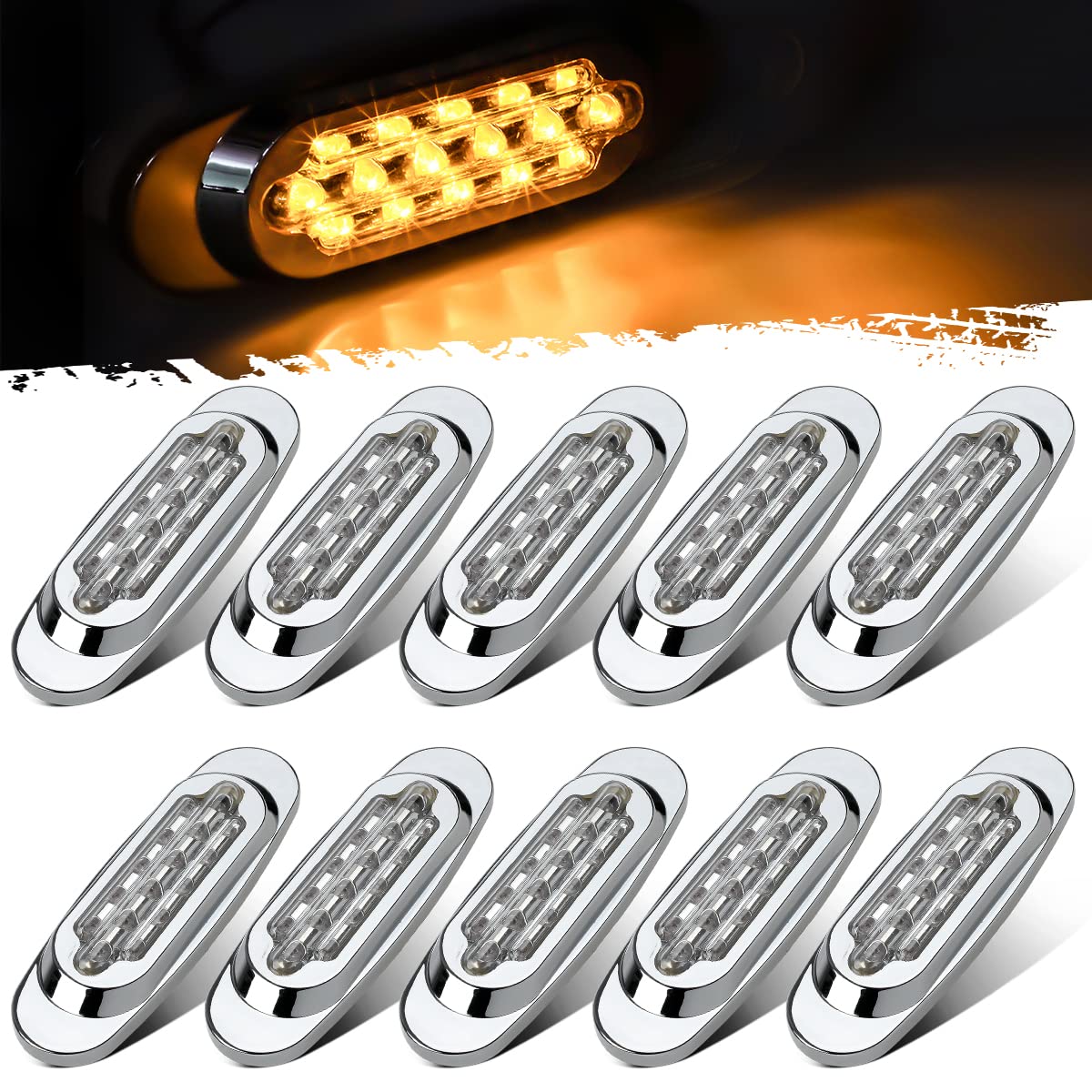 Amazon.com: Partsam 10Pcs 6.5 Inch Clear Lens Amber Led Oval